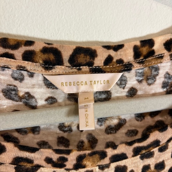 REBECCA TAYLOR  Leopard Linen Jersey T Shirt Dress Size Medium - Picture 10 of 12